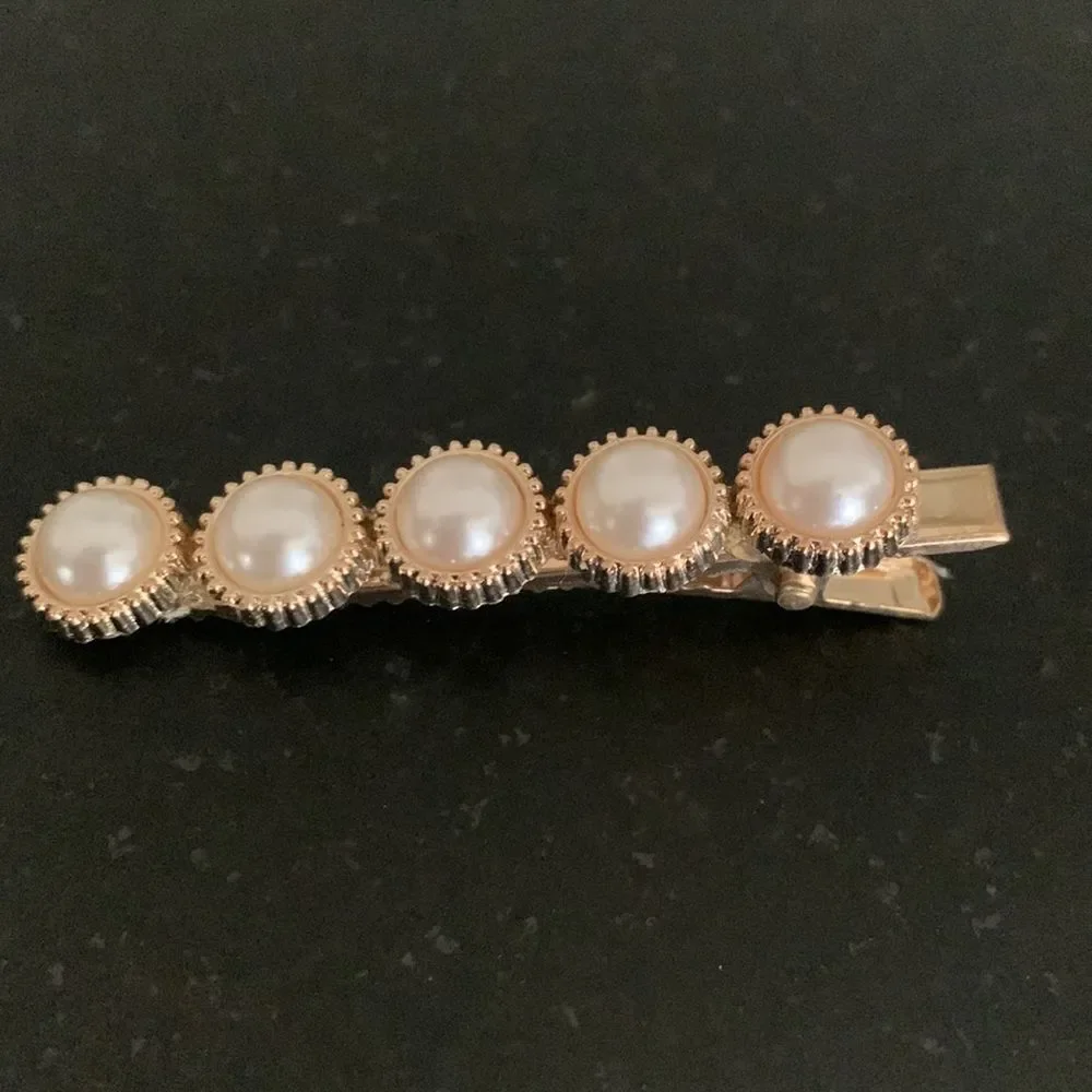 Set of 6 Pearl and Rhinestone Hair Clips Starfish Scissors Feather